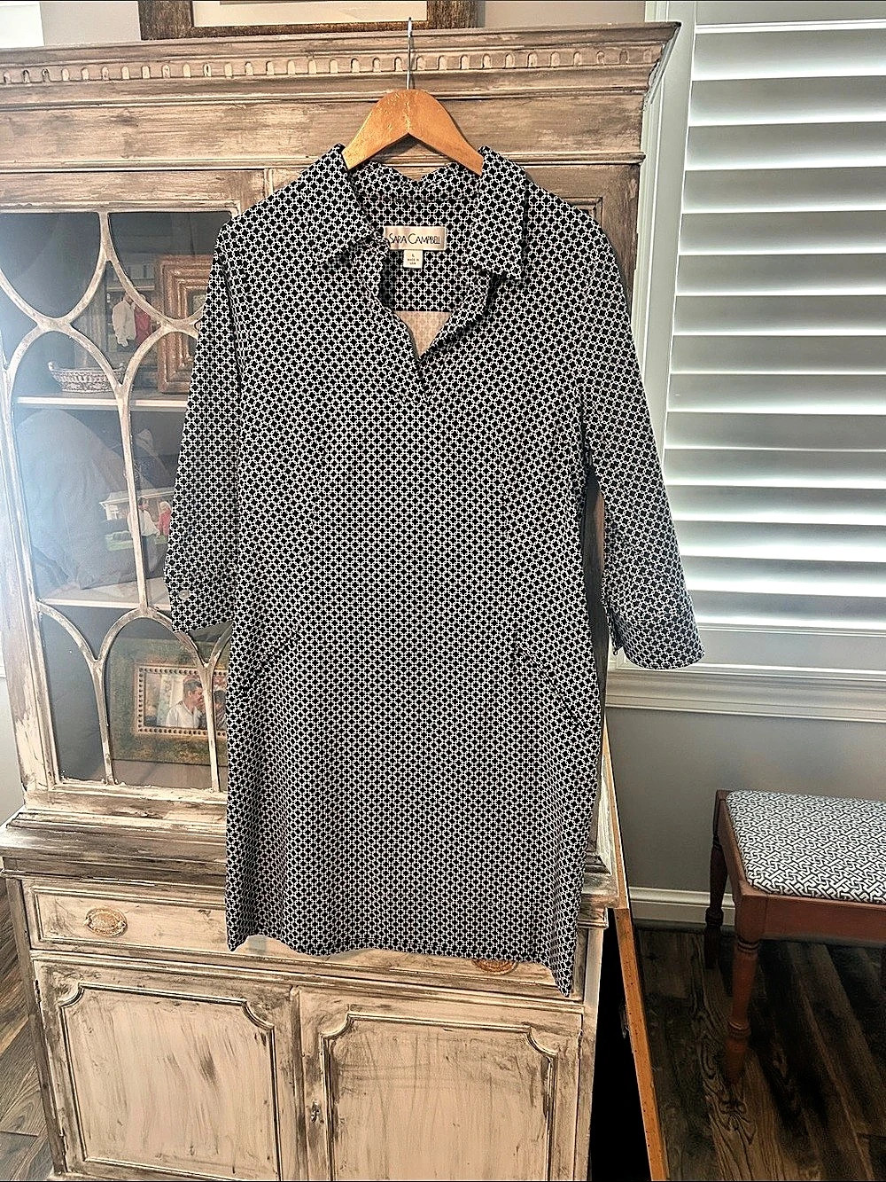 Sara Campbell Geometric Mini Dress in Black & White Like New